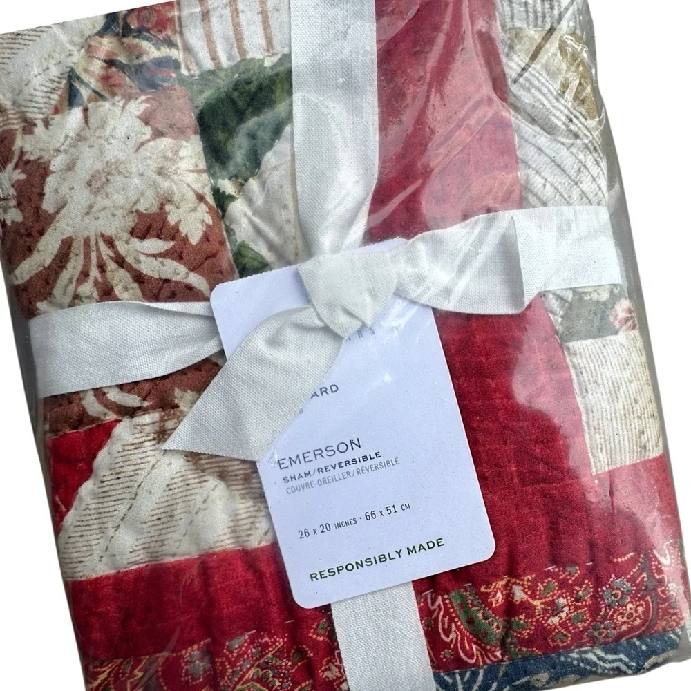 NWT | POTTERY BARN SET OF TWO EMERSON STANDARD PILLOW SHAMS HAND QUILTED COTTON